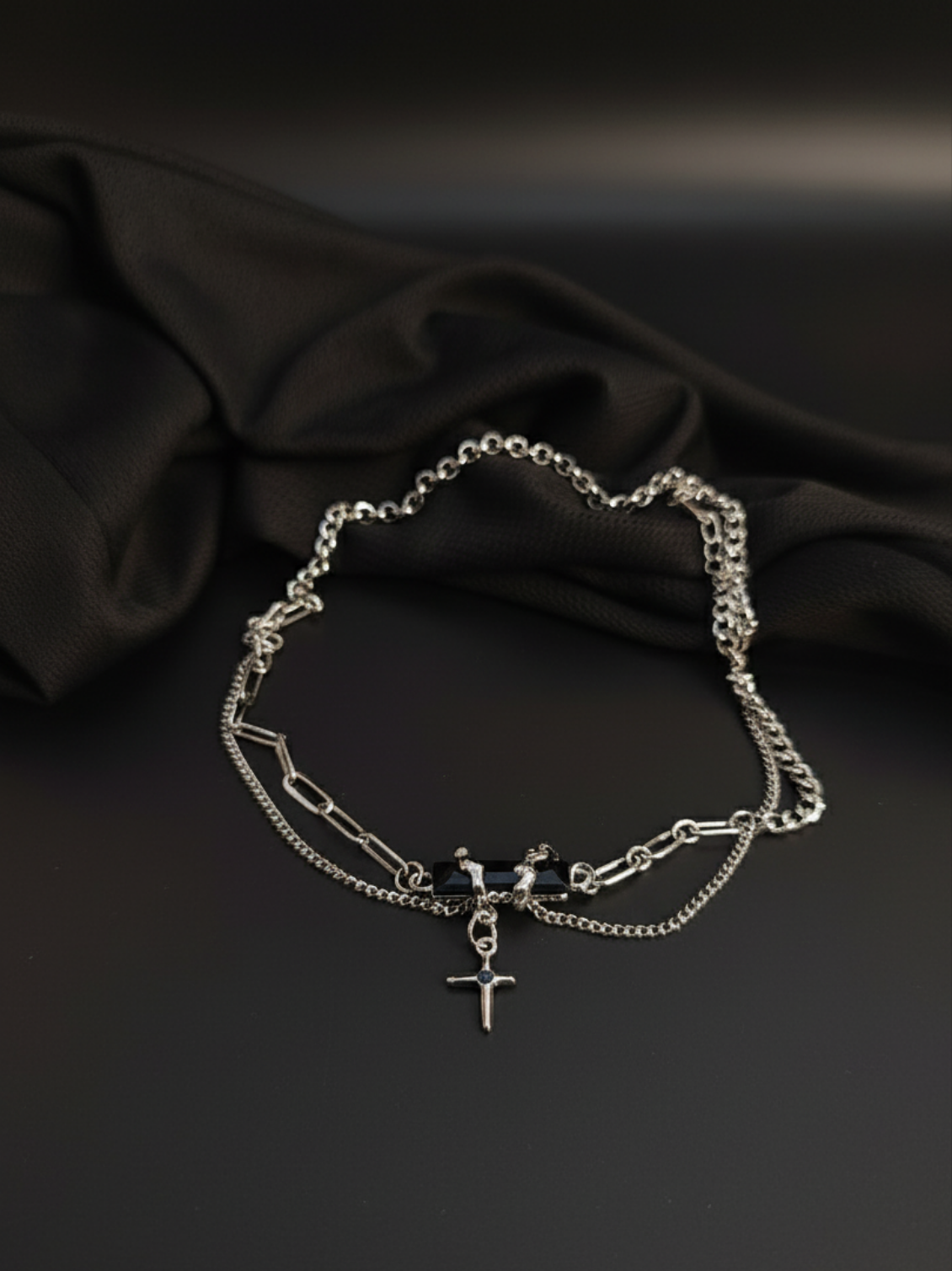 Layered silver-toned necklace