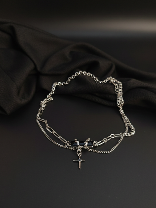 Layered silver-toned necklace