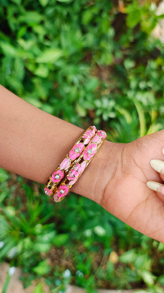 Pink Padma Enamel Bangle